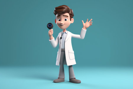 photo smiling doctor with strethoscopeの素材