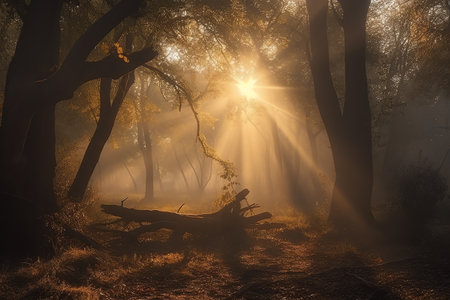 photo beautiful scenery of forest with a nature viewの素材