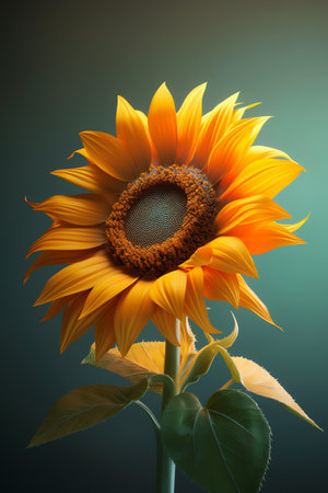 photo of a yellow sunflower exposed to sunlightの素材