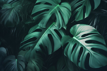 photo tropical green leaves backgroundの素材
