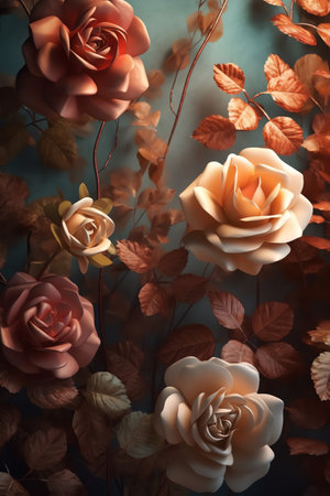 Photo blooming beautiful colorful rosesの素材