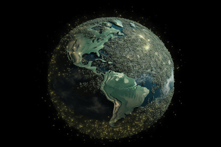 Illustration of a planet formed from a dollarの素材