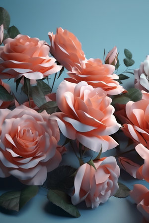 Photo blooming beautiful colorful rosesの素材
