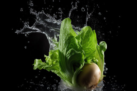 Photo group of fresh vegetable with splash water, Generative AIの素材