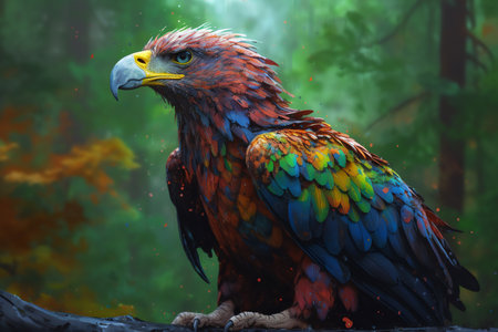 Closeup shot of colorful eagle generative aiの素材