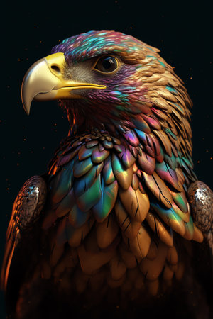 Closeup shot of colorful eagle generative aiの素材