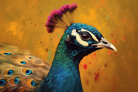 Peacock with colorful feathers, generative aiの素材