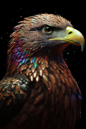 Closeup shot of colorful eagle generative aiの素材