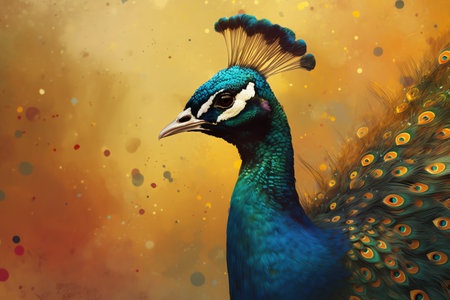 Peacock with colorful feathers, generative aiの素材