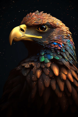 Closeup shot of colorful eagle generative aiの素材