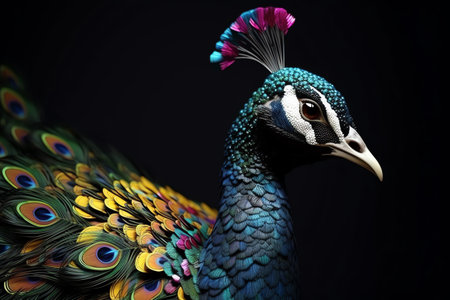 Peacock with colorful feathers, generative aiの素材