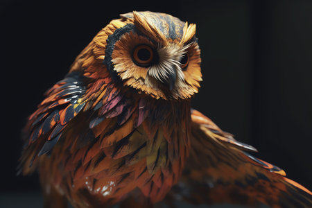 Photo an owl with colorful feather, generative aiの素材