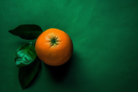 photo of ripe orange juicy on green background generative aiの素材