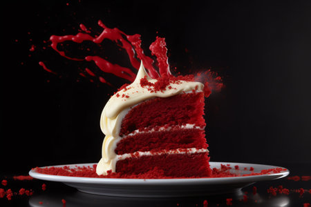 Photo a piece of delicious red velvet cake generative aiの素材