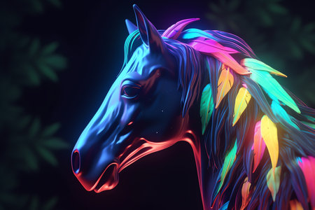 Colorful horse illustration generative aiの素材