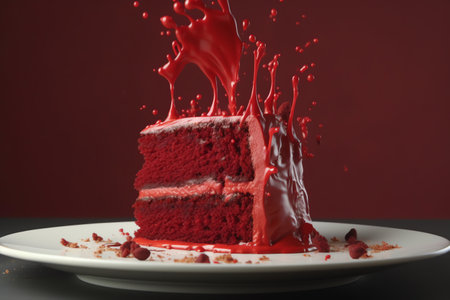Photo a piece of delicious red velvet cake generative aiの素材