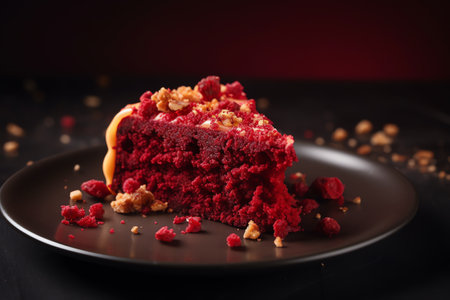 Photo a piece of delicious red velvet cake generative aiの素材