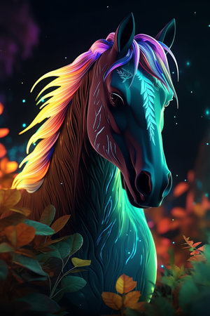 Colorful horse illustration generative aiの素材