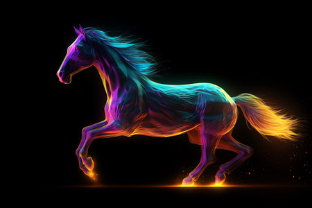 Colorful horse illustration generative aiの素材