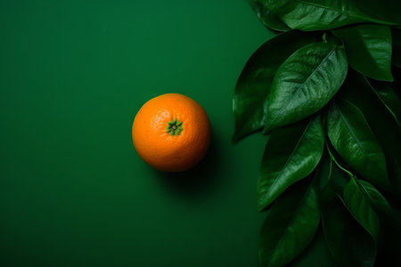 photo of ripe orange juicy on green background generative aiの素材