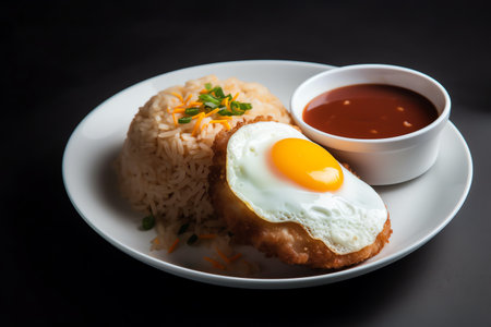 photo fried rice with fried egg generative aiの素材