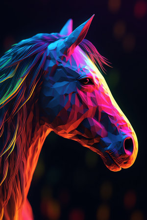 Colorful horse illustration generative aiの素材