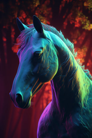 Colorful horse illustration generative aiの素材