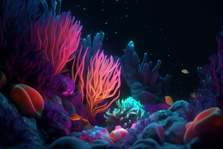 Colorful coral underwater world landscape generative aiの素材