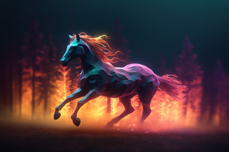 Colorful horse illustration generative aiの素材