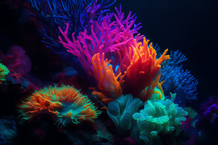 Colorful coral underwater world landscape generative aiの素材