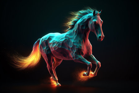 Colorful horse illustration generative aiの素材