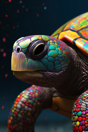 Colorful turtle illustration generative aiの素材