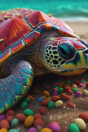 Colorful turtle illustration generative aiの素材