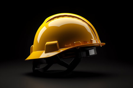 Yellow construction safety helmet generative aiの素材