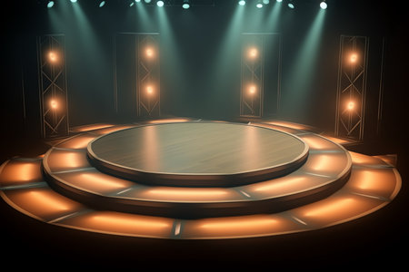 Monochrome stage with warm lighting generative aiの素材