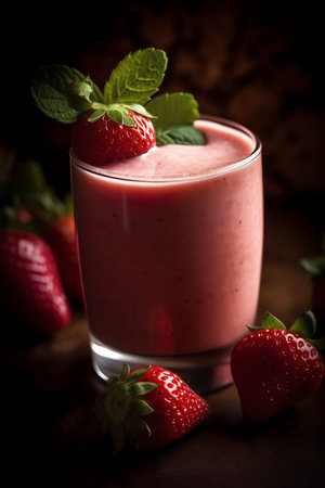 Photo delicious strawberry smoothie generative aiの素材