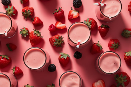 Background delicious strawberry smoothies generative aiの素材