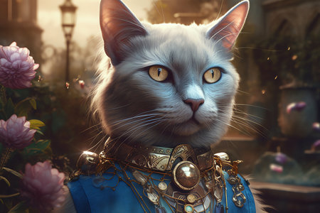 A cat wearing steampunk outfit generative aiの素材