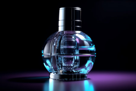 Perfume bottle on black background. 3d illustration. 3d renderingの素材