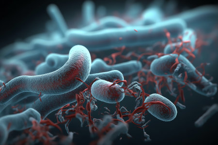 Helicobacter pylori bacterium, 3D illustrationの素材