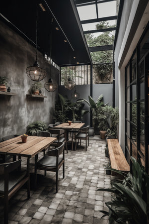 Interior of a cafe in the old city of Bangkok, Thailandの素材