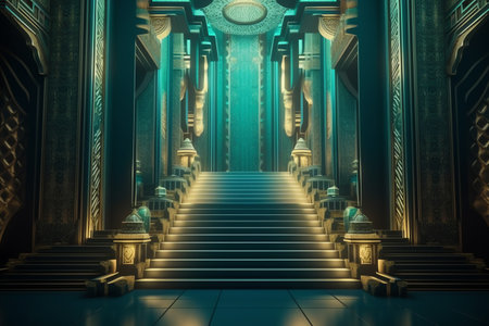 Staircase to heaven, 3d rendering. Computer digital drawing.の素材