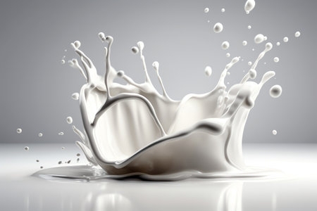 Splash of milk. 3d rendering, 3d illustration.の素材