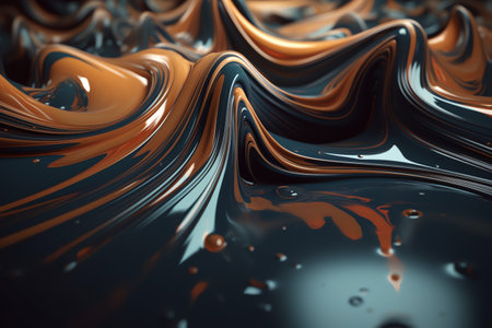 3d render, abstract background, black and orange liquid, liquid flowの素材