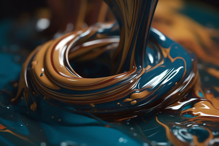 close up of oil paint leaking down on surface, shallow depth of fieldの素材