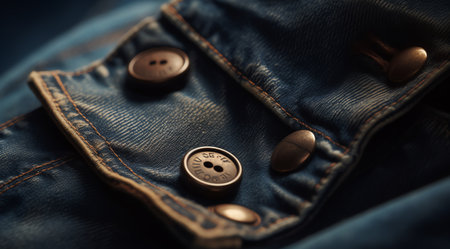 Jeans with buttons close-up. Men's clothing. Backgroundの素材