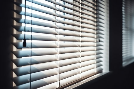 Blinds in the window. Shallow depth of field.の素材