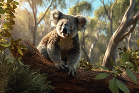 Koala in eucalyptus forest at sunset, Australiaの素材