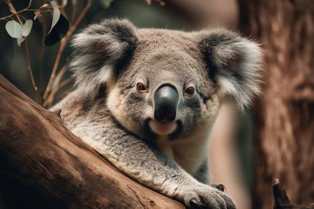 Koala bear on eucalyptus tree, Australia.の素材