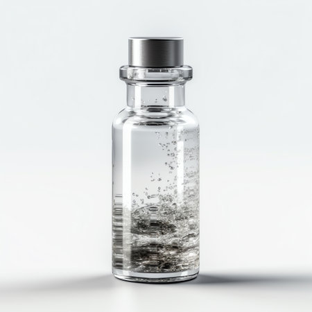 Glass medical ampoule with water on a white background. 3d renderingの素材